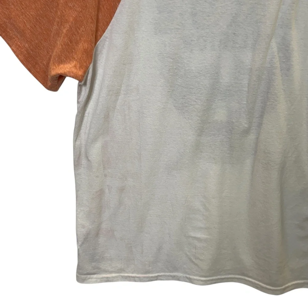 True Religion World Tour Orange and Tan Raglan Tee XXL